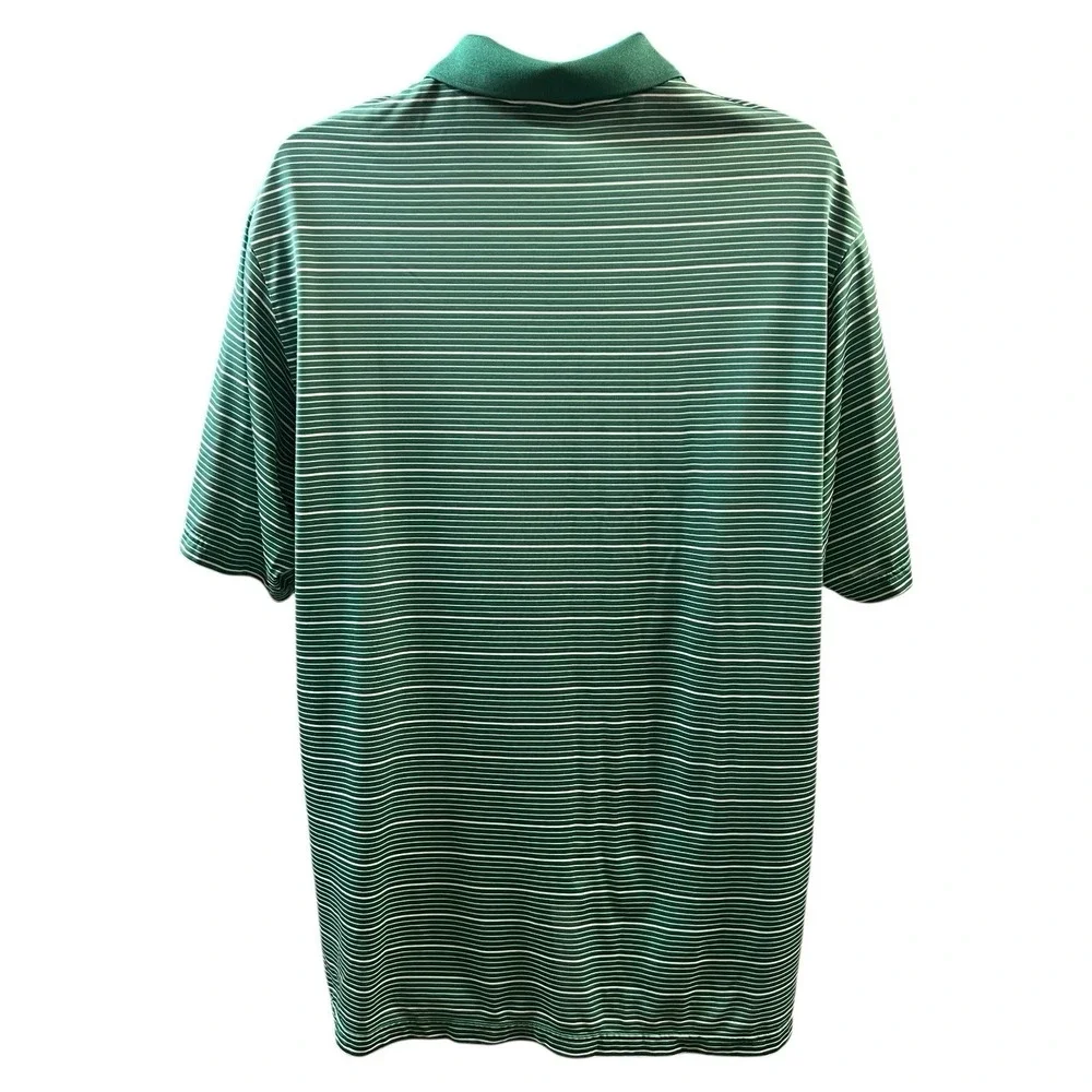 Adidas Golf‎ Shirt Men Size XL Green Striped Polo Climalite Embroidered Sporty